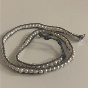 NWOT Victoria Emerson Pearls on Gray Wrap Bracelet